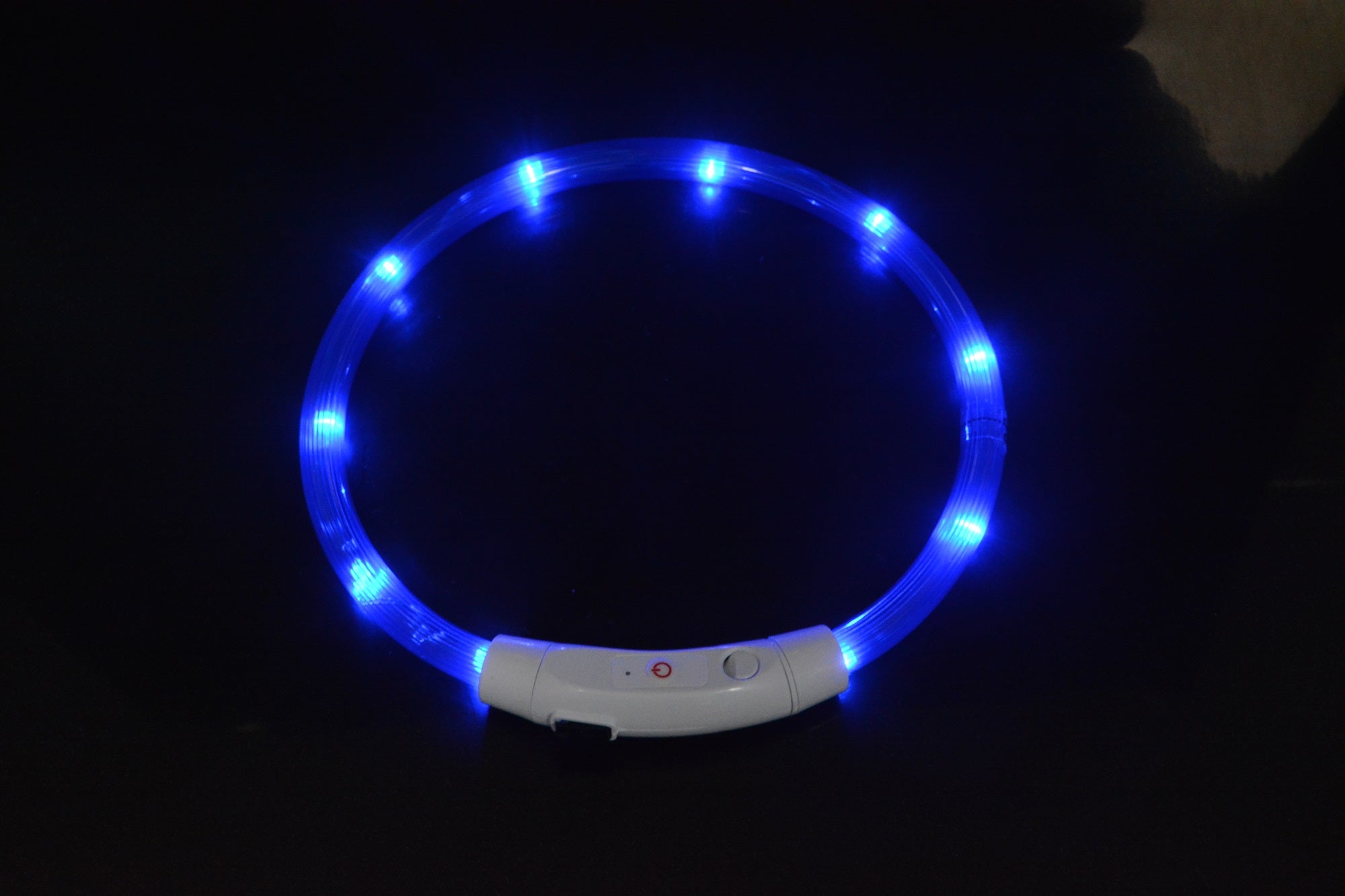 USB Rechargeable LED Dog Collar — Fiber Optic Glow, 3 Colors, S/M/L