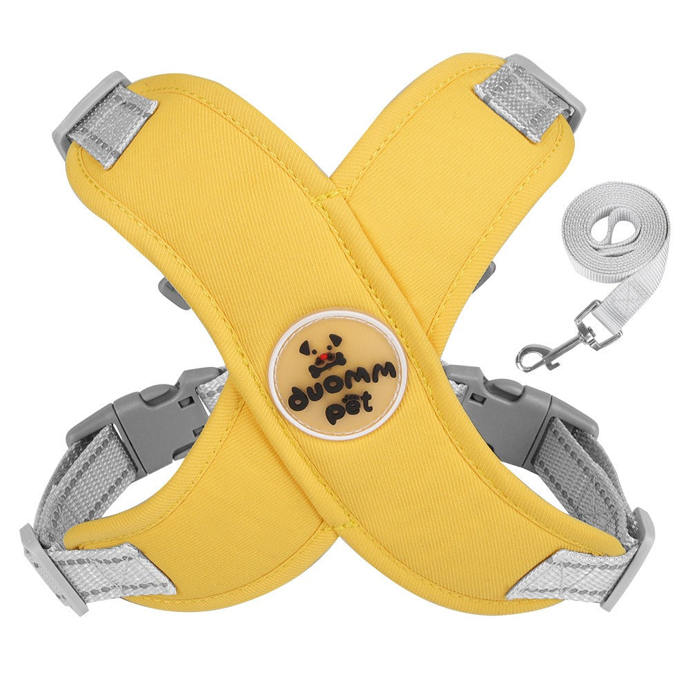 Reflective Breathable Dog Leash Vest – No-Pull Chest & Shoulder Harness with Leash