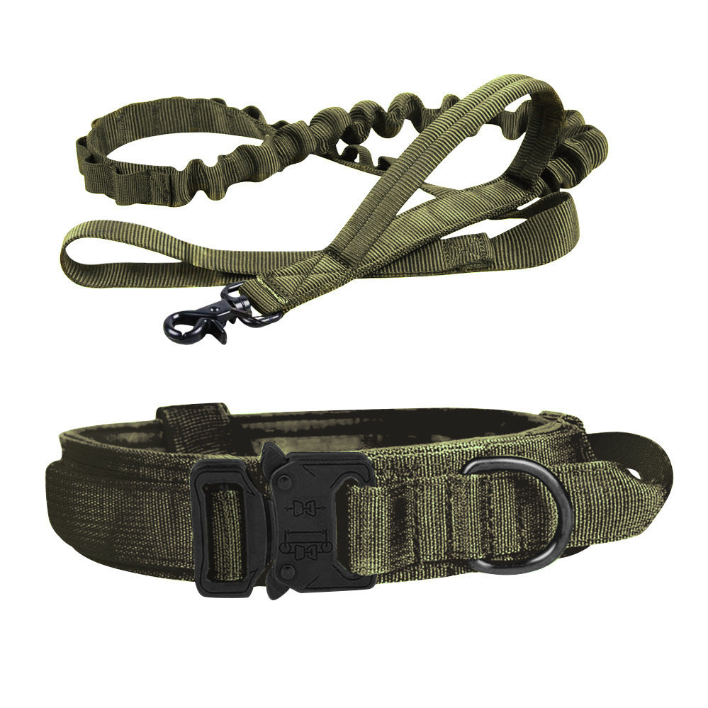 Tactical Dog Collar & Leash Set — Heavy-Duty Nylon, 8 Colors, Sizes M–XL