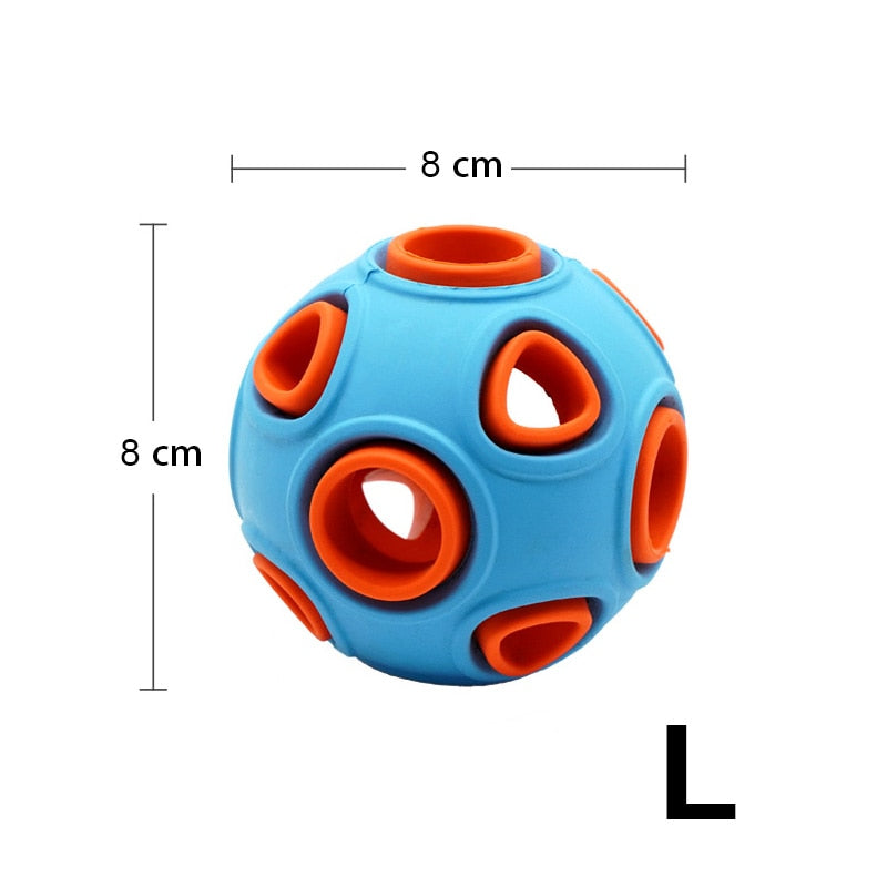 Interactive Rubber Treat Ball Dog Toy — Hollow, Glowing & Bells Variants, S or L