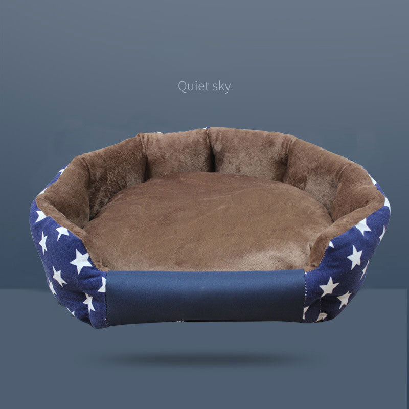 All-Season Pet Kennel Bed — Removable & Washable, 4 Sizes, Multiple Patterns