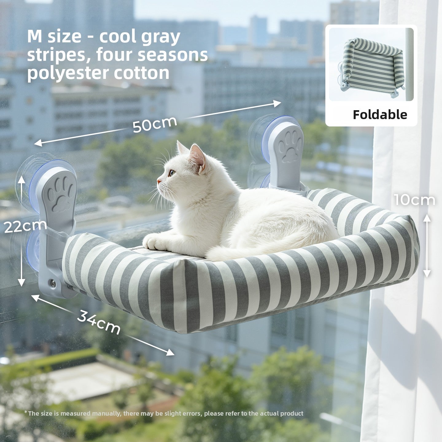 Foldable Cat Window Hammock — Suction Cup Mount, Washable, 15kg Capacity, Sizes M & L