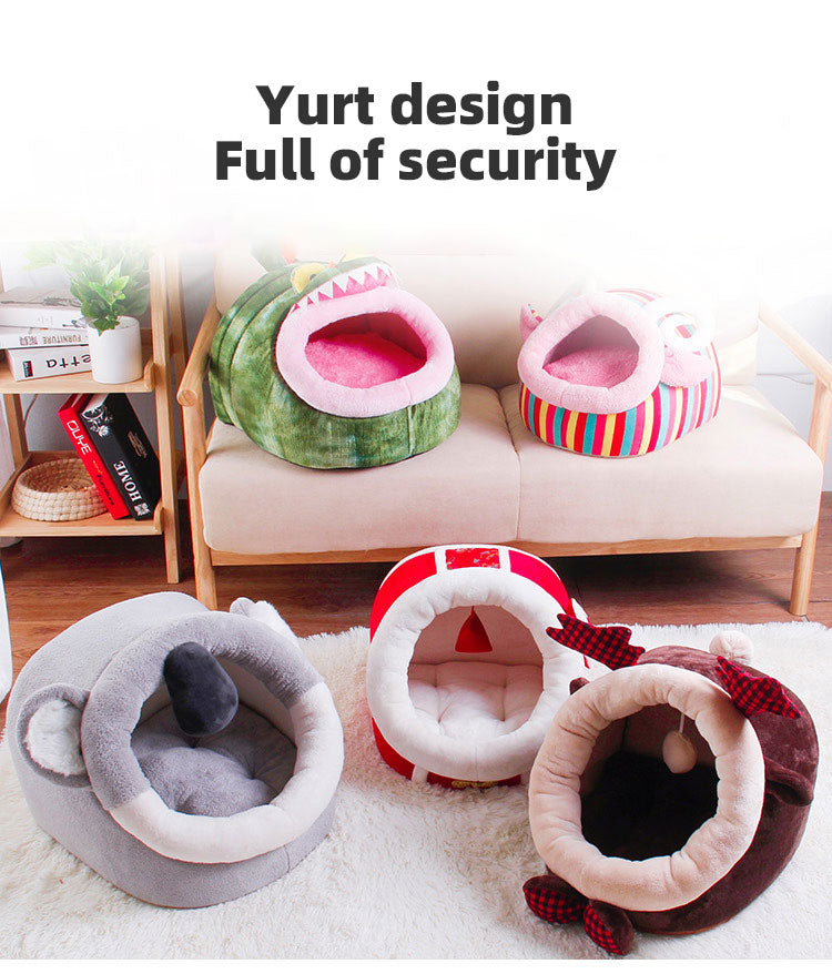 Novelty Animal Pet Bed – Cozy Plush Dog & Cat Nest in Koala, Deer & Holiday Designs | S–L