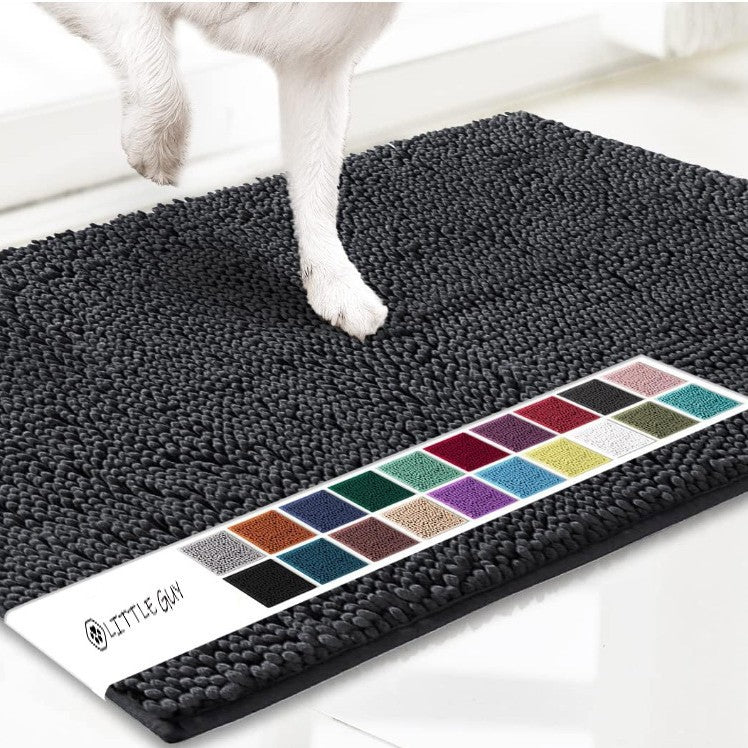 Chenille Plush Anti-Slip Pet Mat — Machine Washable, 8 Sizes, 19 Colors