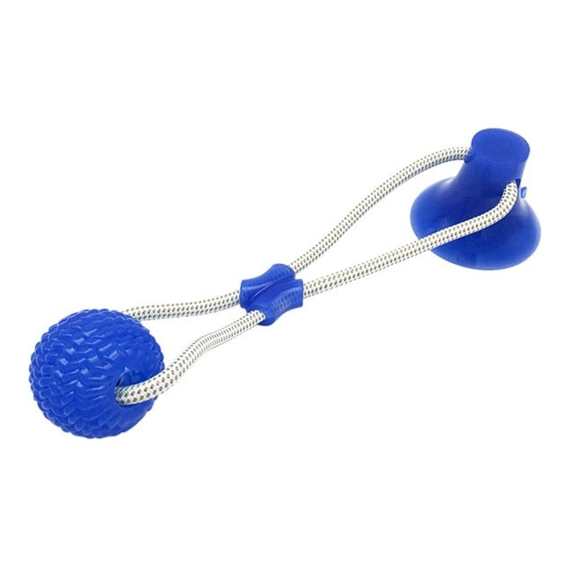 Suction Cup Dog Chew Toy — TPR Rubber Molar Ball for Teeth Cleaning & Self-Play