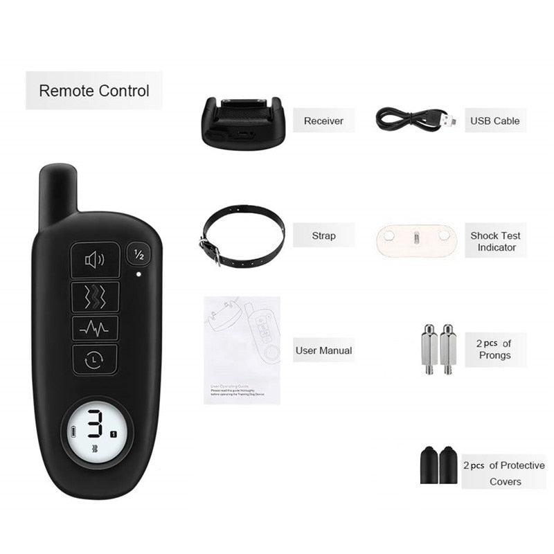 1000ft Range Dog Training Collar Waterproof Electric Shock Vibration Sound Dogs Bark Collar for Small Medium Large Dogs Trainer