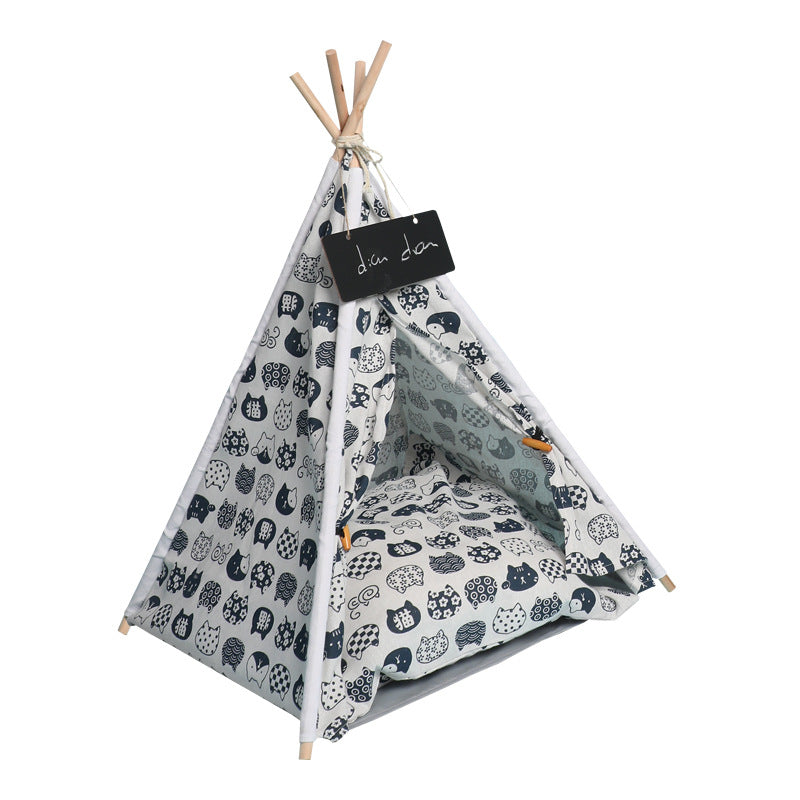 Canvas Pet Tent Kennel – Removable & Washable Dog Tent Bed with Pad