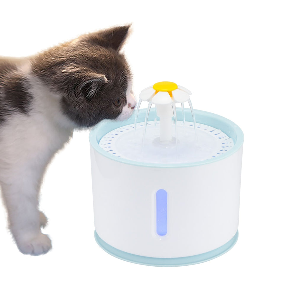 2.4L LED Pet Water Fountain — PP + Stainless Steel, USB, IP68, Quiet Pump