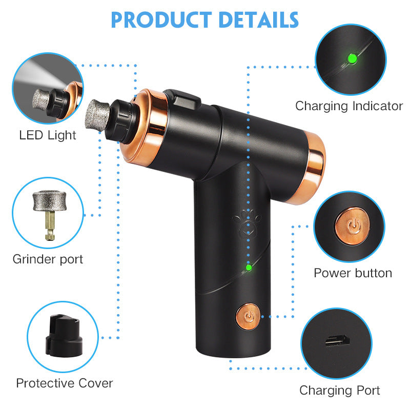 Rechargeable Electric Pet Nail Grinder – Quiet USB Nail Polisher for Dogs & Cats | 1200mAh