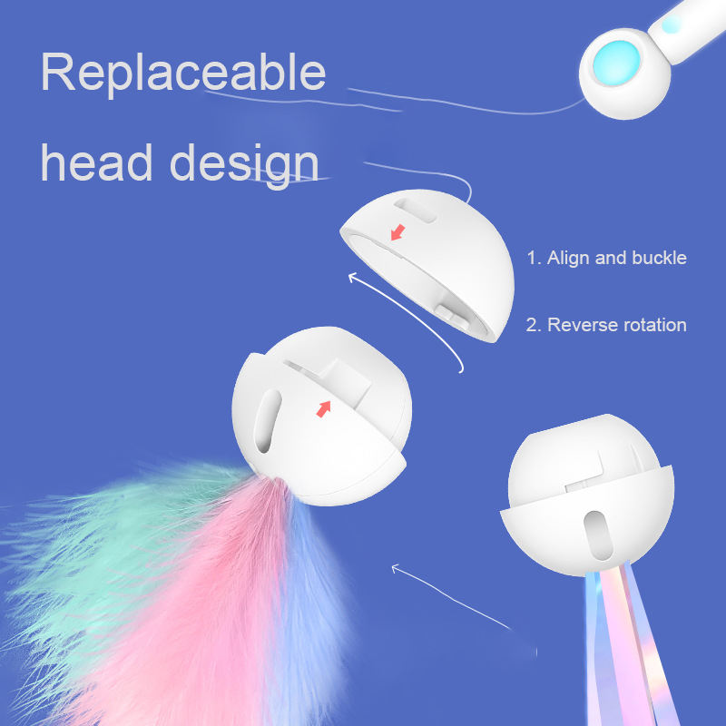 Interactive Cat Wand Toy — Feather & Catnip Teaser with Optional Laser