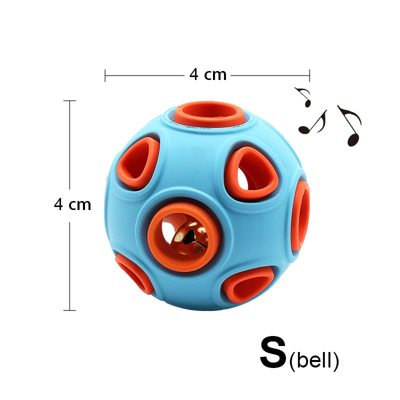 Interactive Rubber Treat Ball Dog Toy — Hollow, Glowing & Bells Variants, S or L