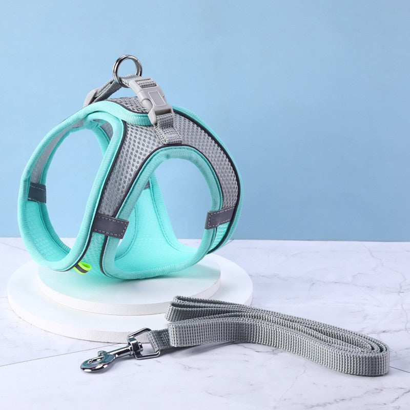 Reflective Vest Harness with Leash — Polyester, 5 Sizes, 3 Colors, 1.5m Leash Included