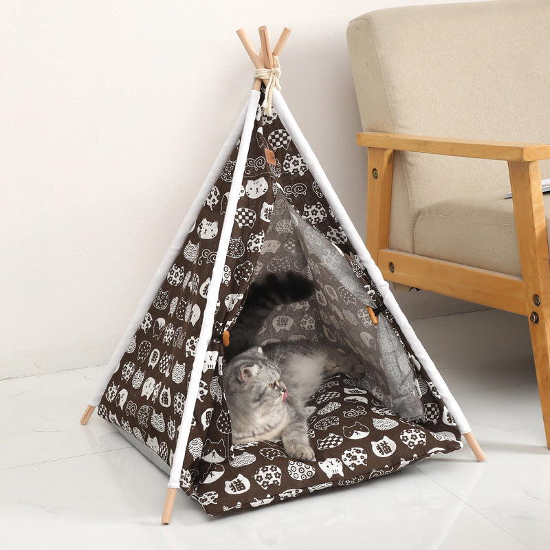 Canvas Pet Tent Kennel – Removable & Washable Dog Tent Bed with Pad