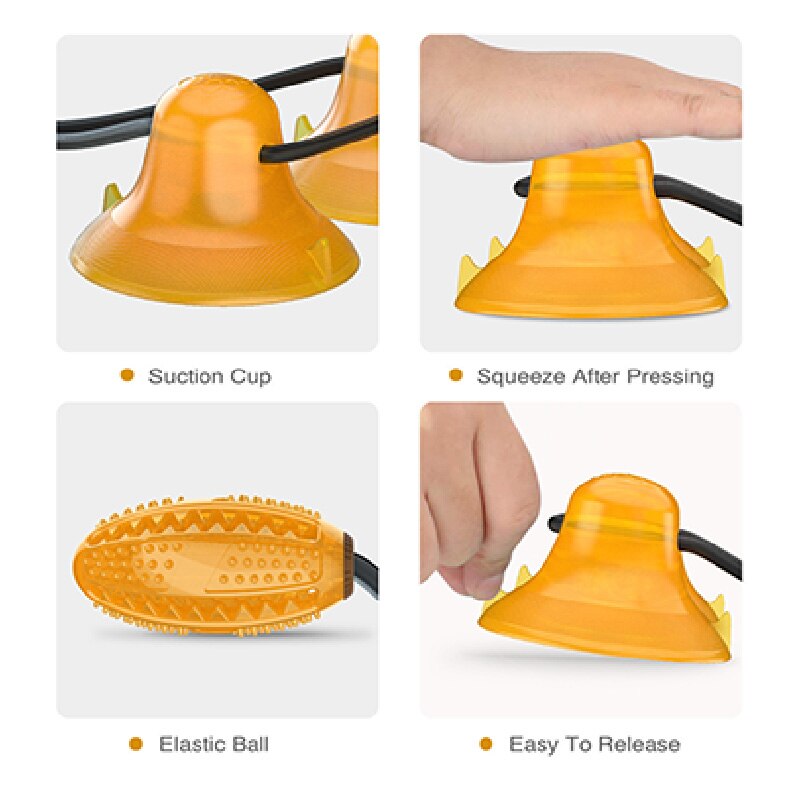 Suction Cup Dog Toy — Elastic Rope & Treat Ball, Food-Grade Rubber, 4 Colors