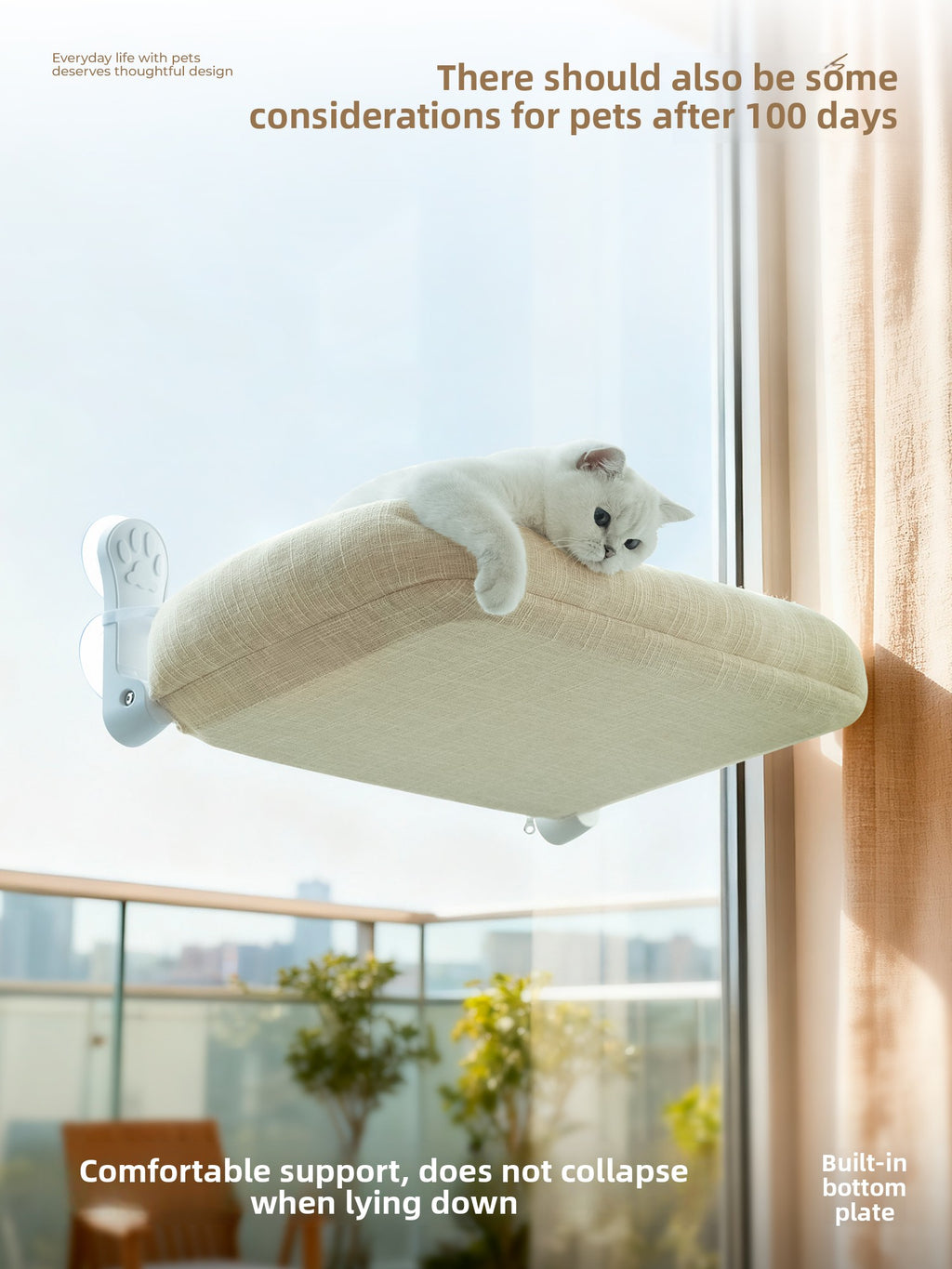 Foldable Cat Window Hammock — Suction Cup Mount, Washable, 15kg Capacity, Sizes M & L