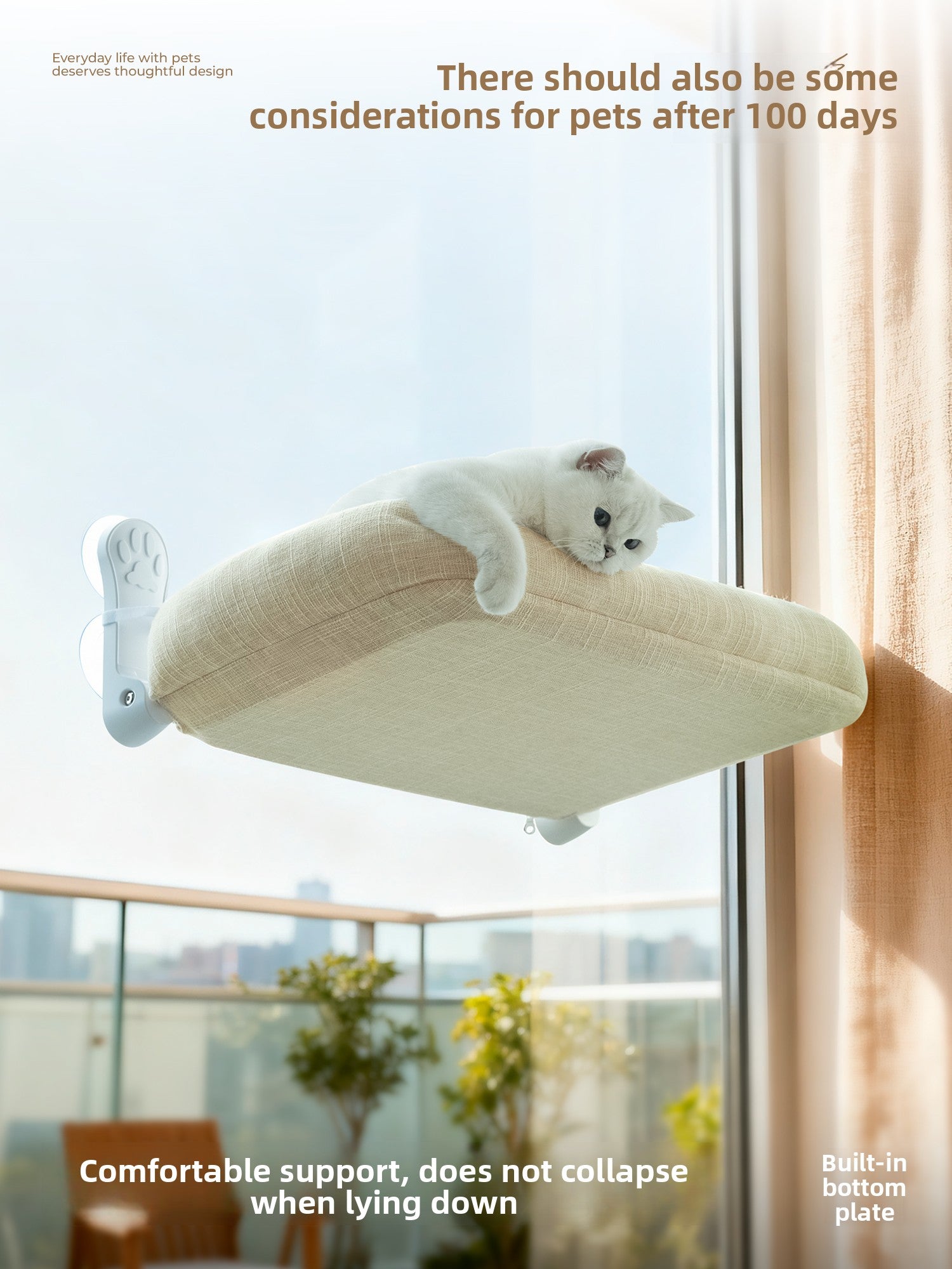 Foldable Cat Window Hammock — Suction Cup Mount, Washable, 15kg Capacity, Sizes M & L