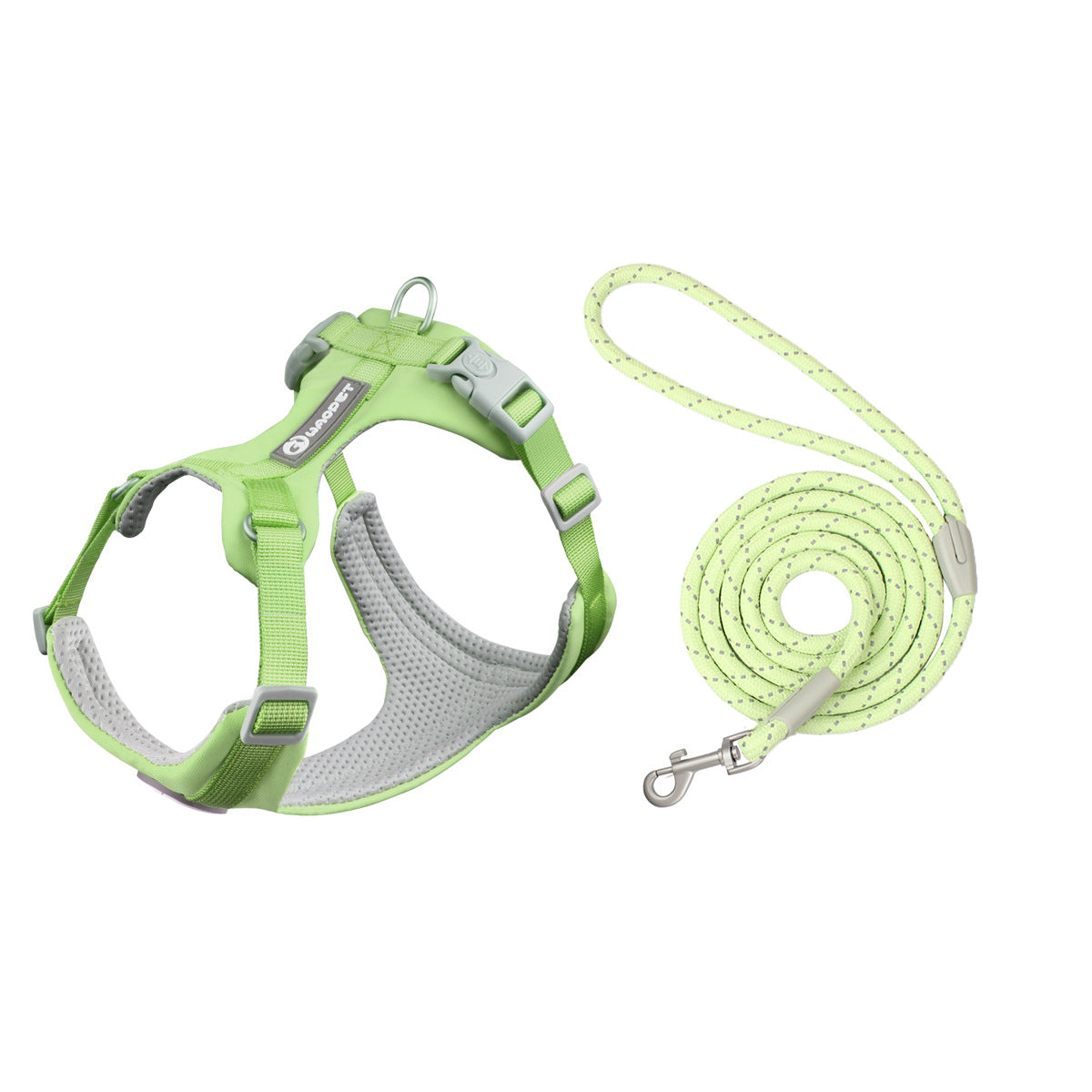 Reflective Dog Harness & Leash Set — Soft Breathable Vest, 6 Colors, Sizes XS–L