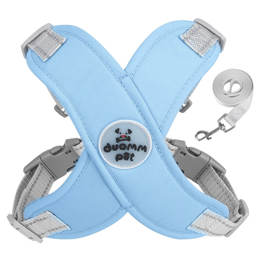 Reflective Breathable Dog Leash Vest – No-Pull Chest & Shoulder Harness with Leash