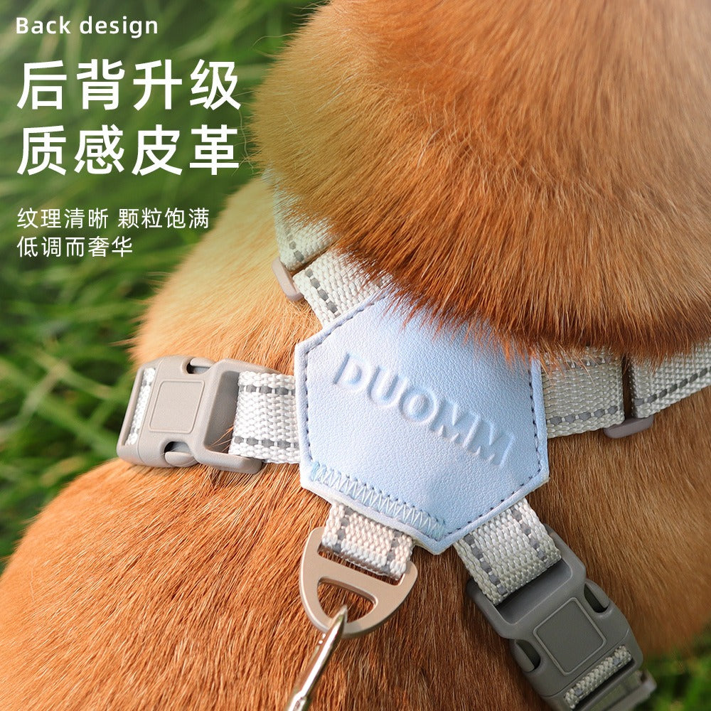 Reflective Breathable Dog Leash Vest – No-Pull Chest & Shoulder Harness with Leash
