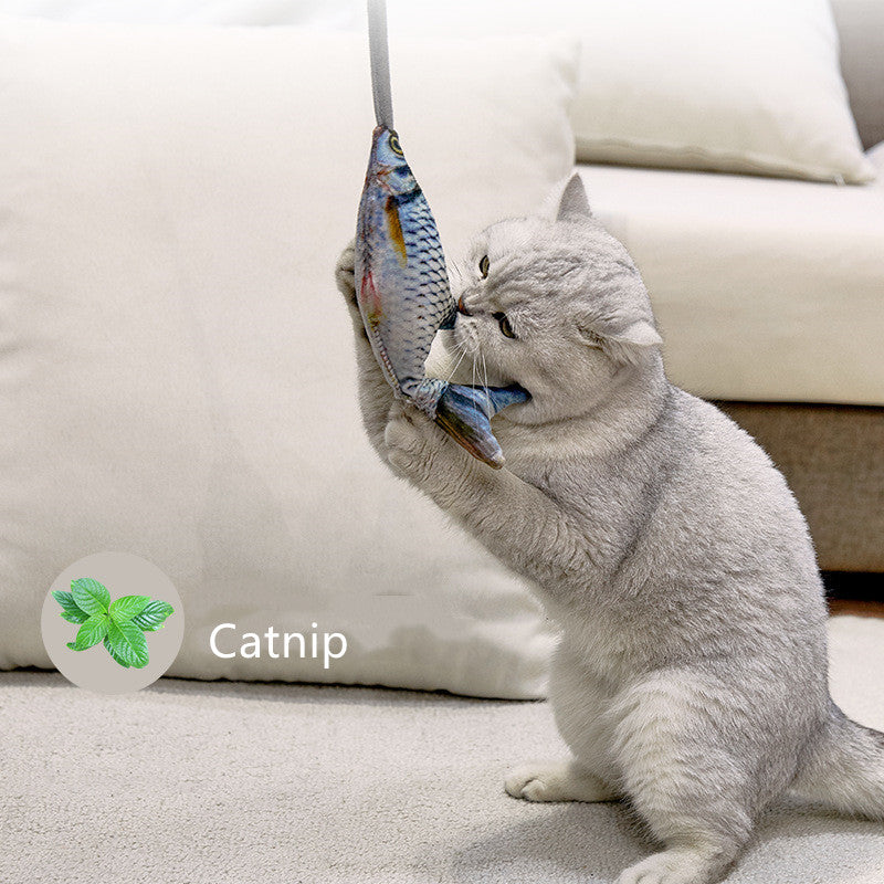 Airbag Teasing Cat Toy — Plush Fish & Tail Wand, 5 Styles, 51 in