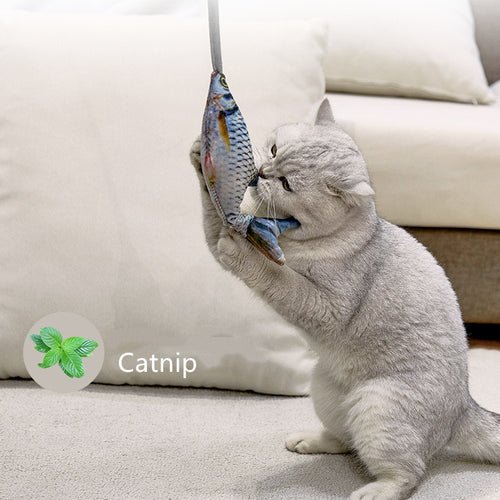 Airbag Teasing Cat Toy — Plush Fish & Tail Wand, 5 Styles, 51 in