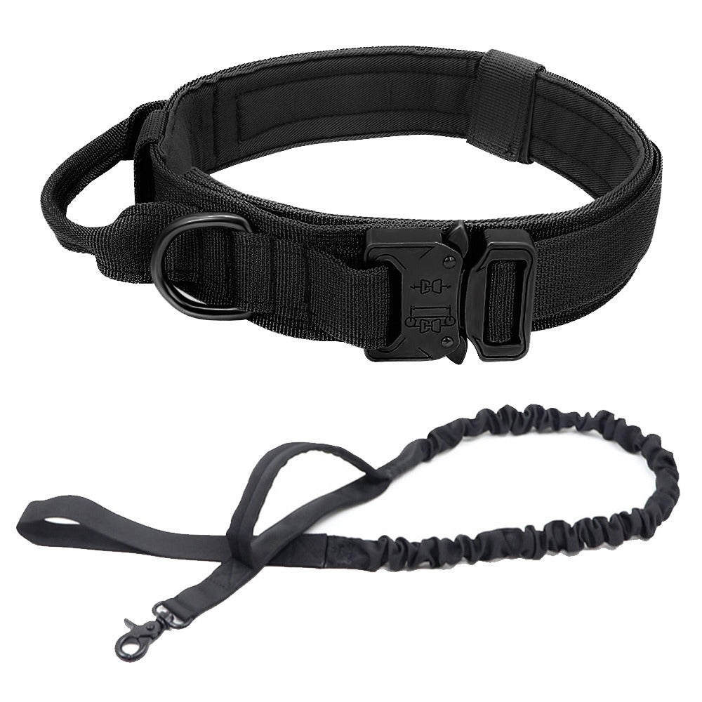 Tactical Dog Collar & Leash Set — Heavy-Duty Nylon, 8 Colors, Sizes M–XL