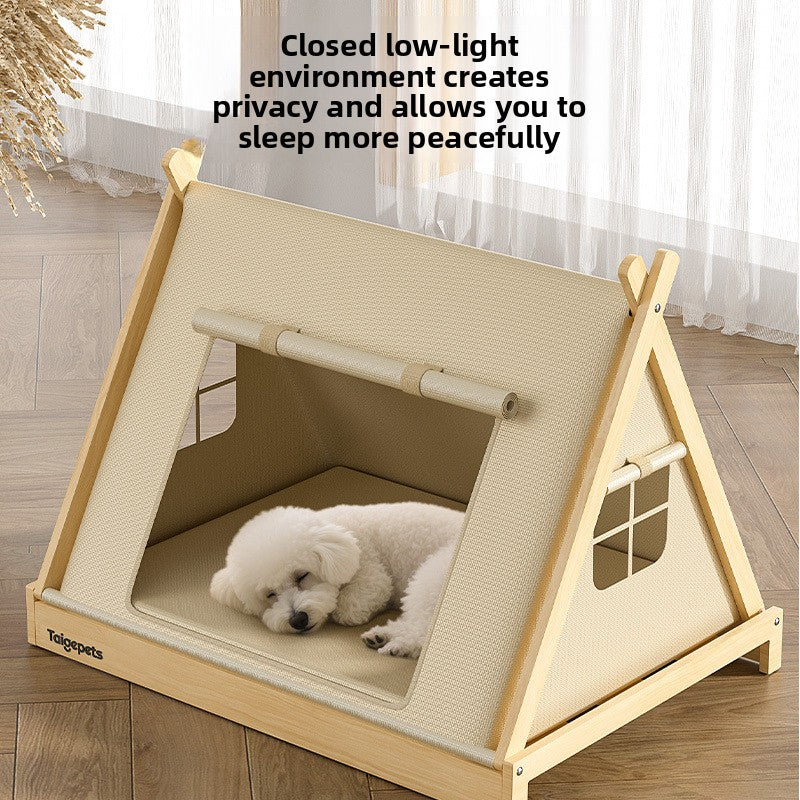 Small Dog Kennel Tent with Four-Season Mat — Breathable Oxford Cloth, Tool-Free Setup