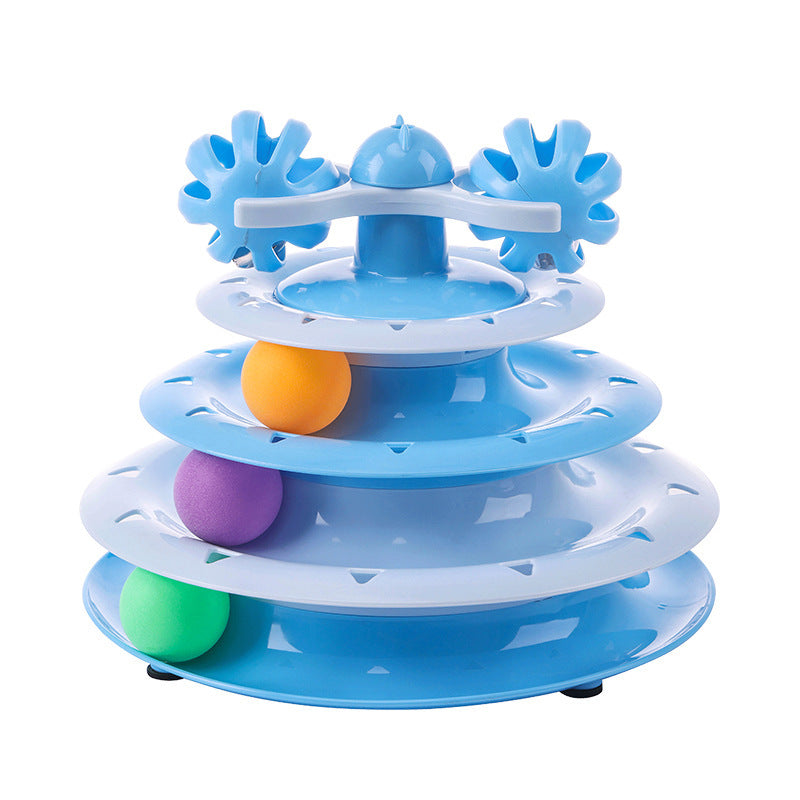 4-Layer Cat Track Ball Toy — Interactive Spinning Turntable, 3 Colors