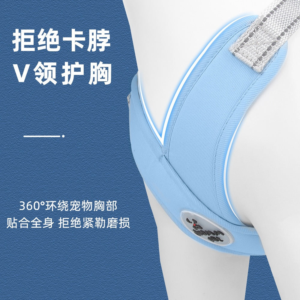 Reflective Breathable Dog Leash Vest – No-Pull Chest & Shoulder Harness with Leash