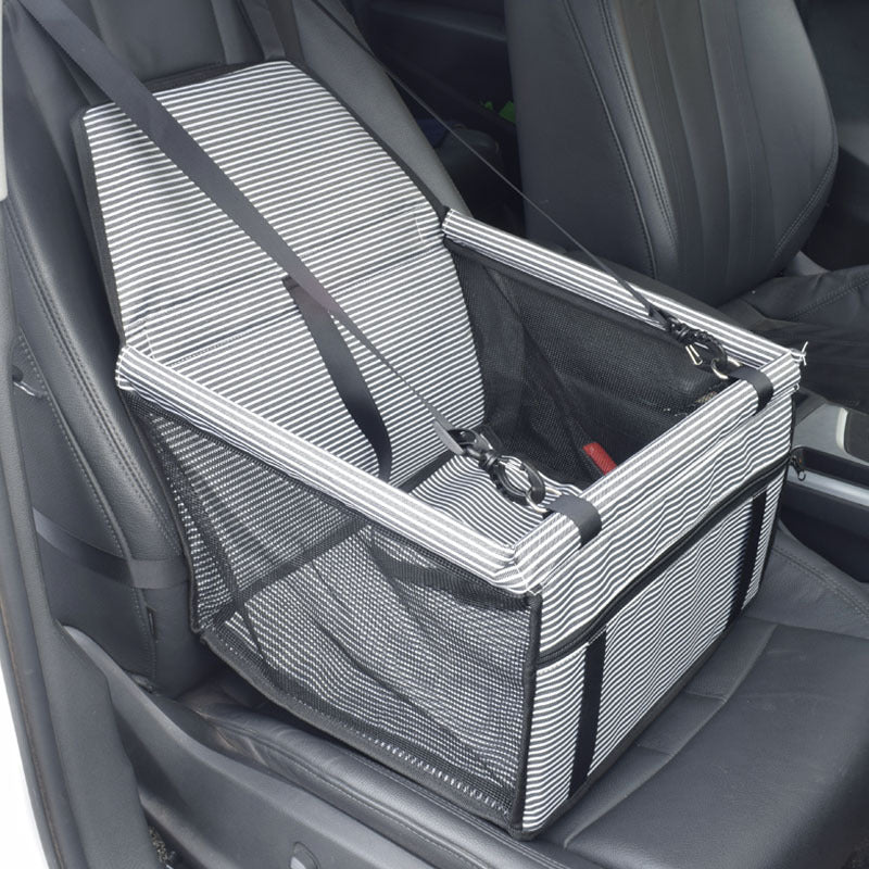 Pet Car Travel Bag — Breathable Mesh, Oxford Cloth, 4 Stripe Colors