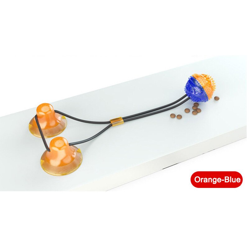 Suction Cup Dog Toy — Elastic Rope & Treat Ball, Food-Grade Rubber, 4 Colors