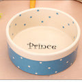 Ceramic Pet Bowl — Polka Dot Pattern, Blue or Pink, Dogs & Cats