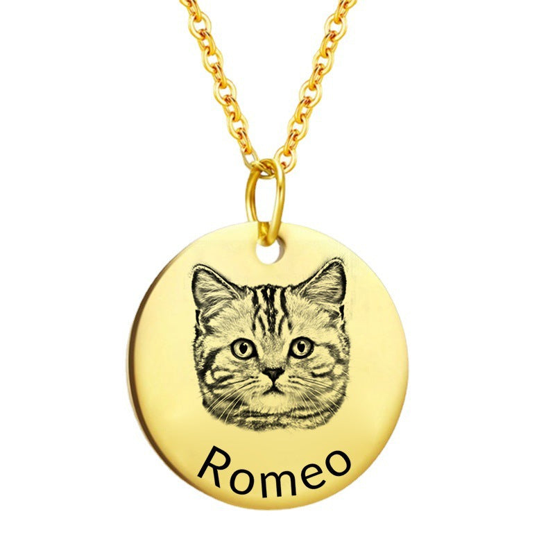 Custom Pet Portrait Keychain – DIY Engraved Sketch Necklace for Cats & Dogs