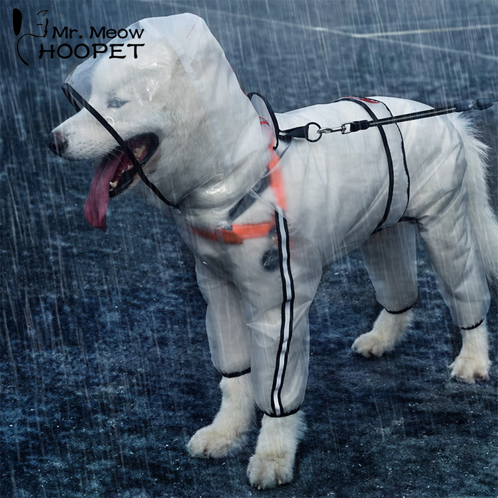 Transparent Dog Raincoat — Lightweight Waterproof Coat, White, Sizes M–7XL
