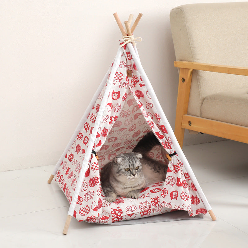 Canvas Pet Tent Kennel – Removable & Washable Dog Tent Bed with Pad