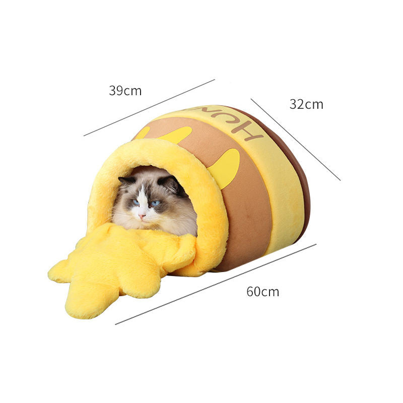 Honey Jar Cat Bed & Kennel – Cozy Winter Warm Cave House for Cats