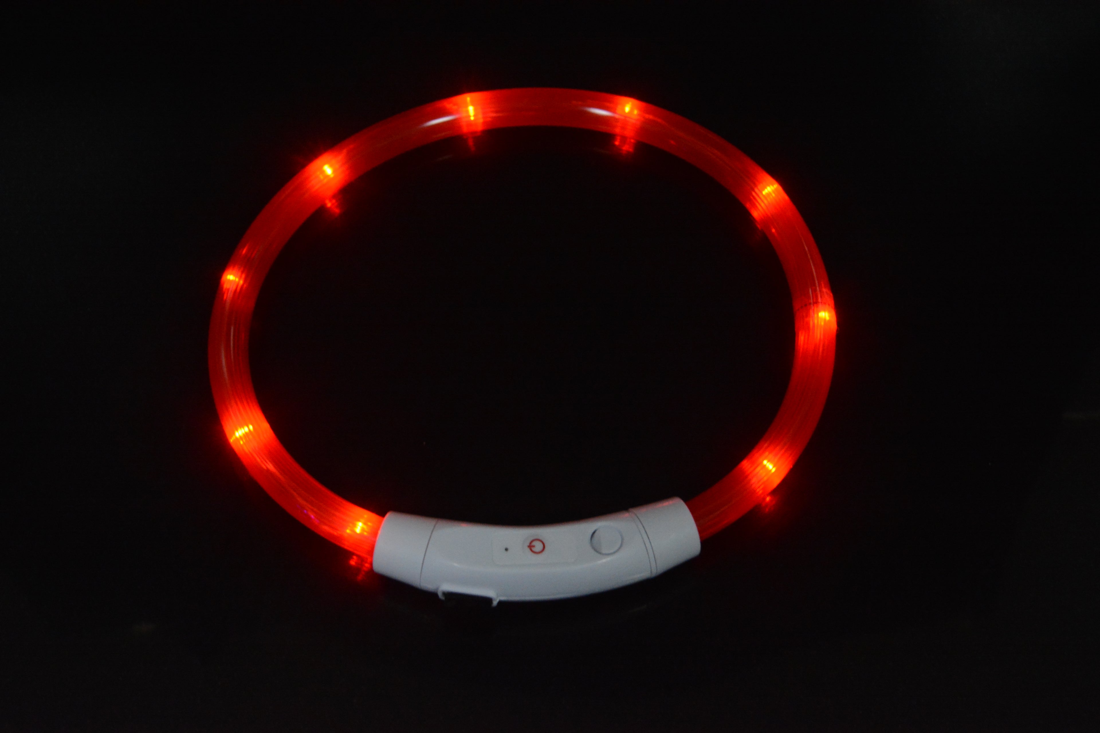 USB Rechargeable LED Dog Collar — Fiber Optic Glow, 3 Colors, S/M/L