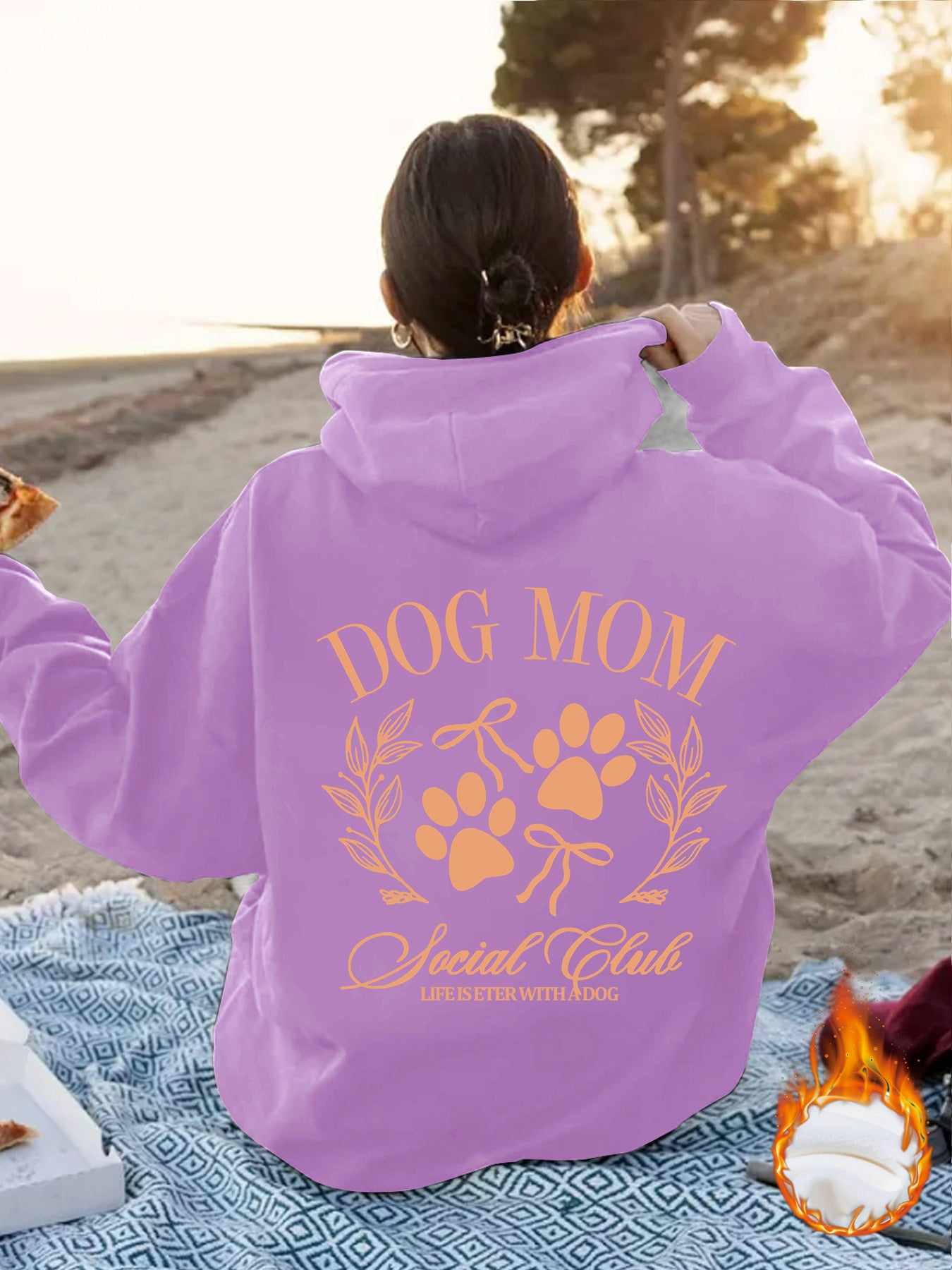 Dog Mom Printed Hoodie — Loose Fit, Lantern Sleeve, 5 Sizes, 8 Colors