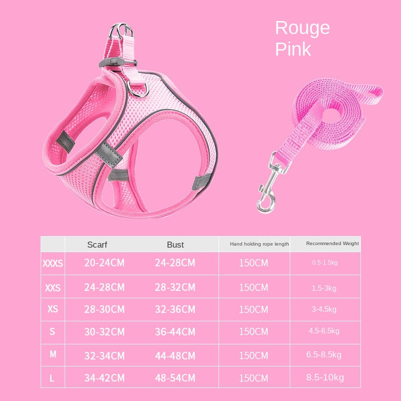 Breathable Mesh Vest Harness — Reflective, 6 Sizes XXXS–L, 5 Color Suits