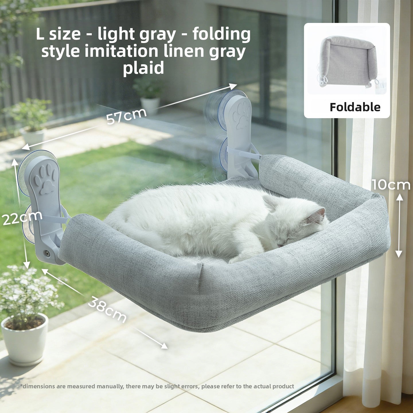 Foldable Cat Window Hammock — Suction Cup Mount, Washable, 15kg Capacity, Sizes M & L