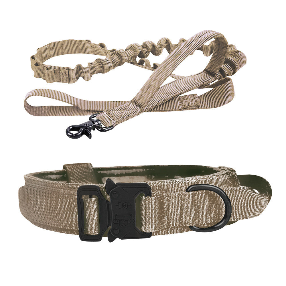 Tactical Dog Collar & Leash Set — Heavy-Duty Nylon, 8 Colors, Sizes M–XL