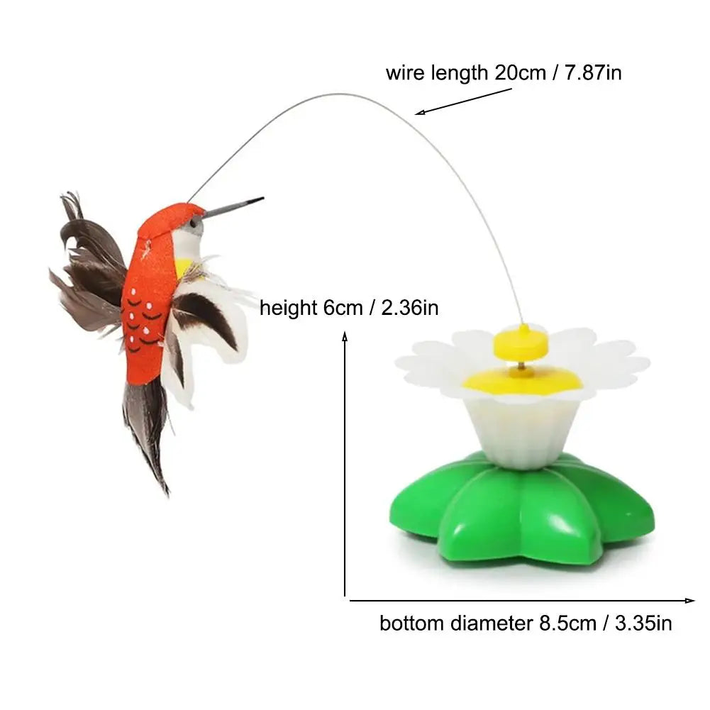 Electric Butterfly & Hummingbird Cat Toy — Auto-Rotating, PP + Steel Wire, Random Color