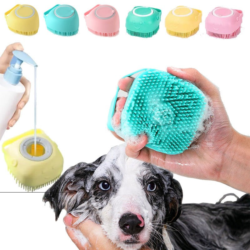 Silicone Pet Shower & Massage Brush — Bath Scrubber & Grooming Tool for Dogs & Cats