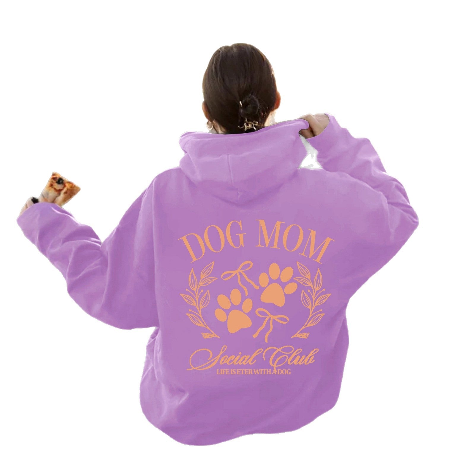 Dog Mom Printed Hoodie — Loose Fit, Lantern Sleeve, 5 Sizes, 8 Colors