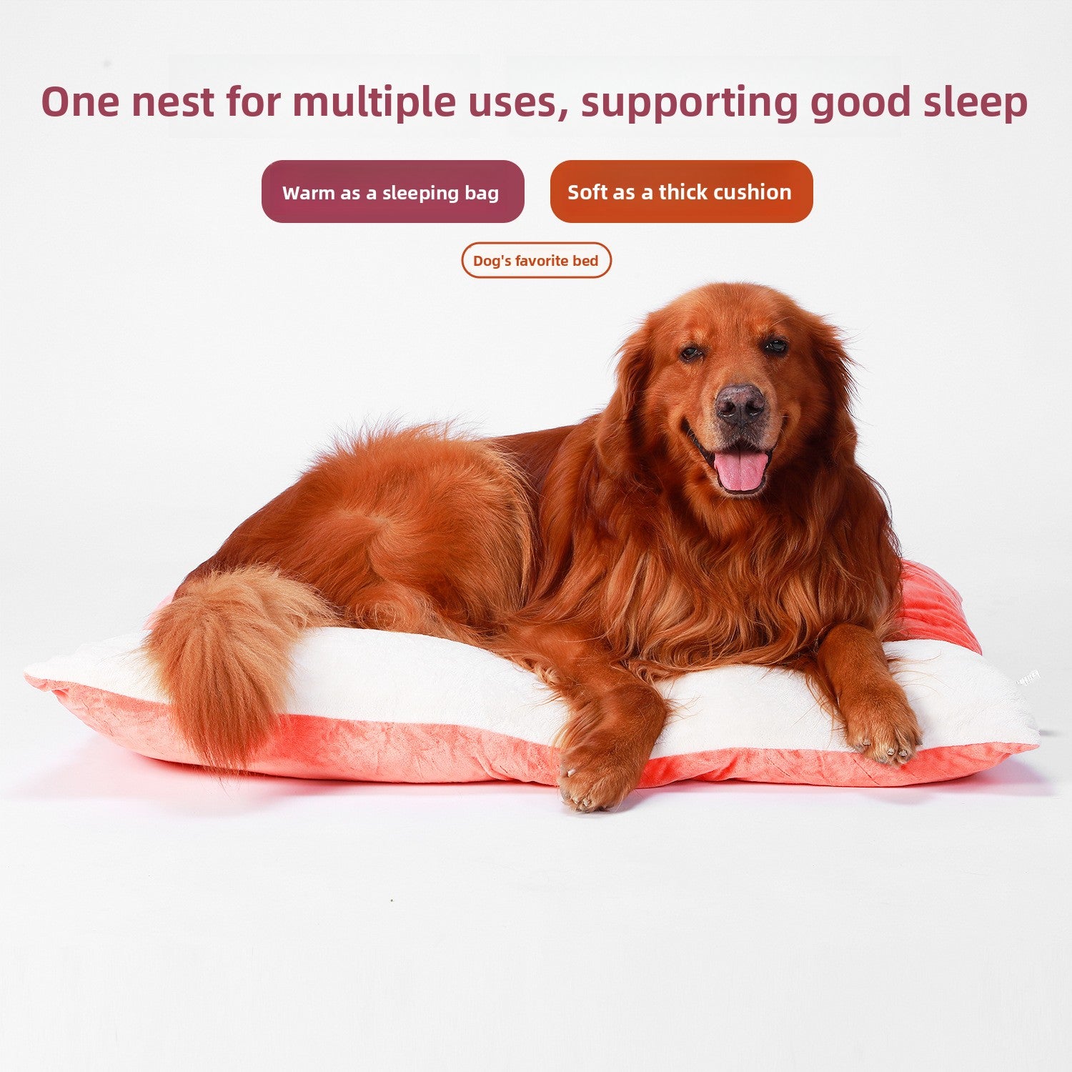 Removable Washable Pet Sleeping Bag Nest — Plush & Cotton Linen, 7 Colors, Sizes S–XL
