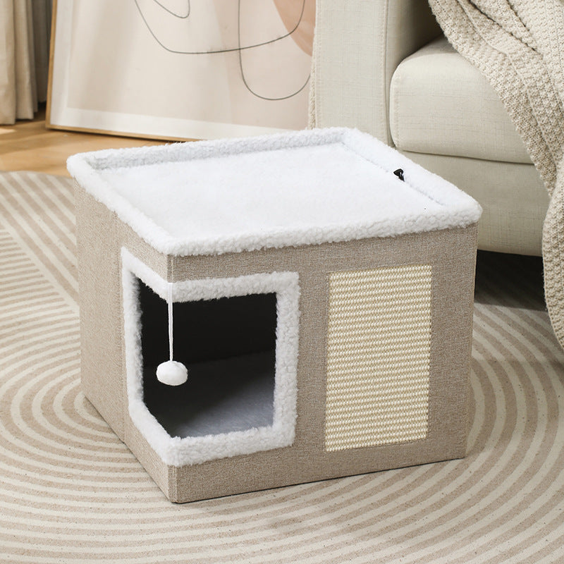 Foldable Pet Storage Stool & Bed — Wood Frame, Cat & Dog Bed, 4 Styles
