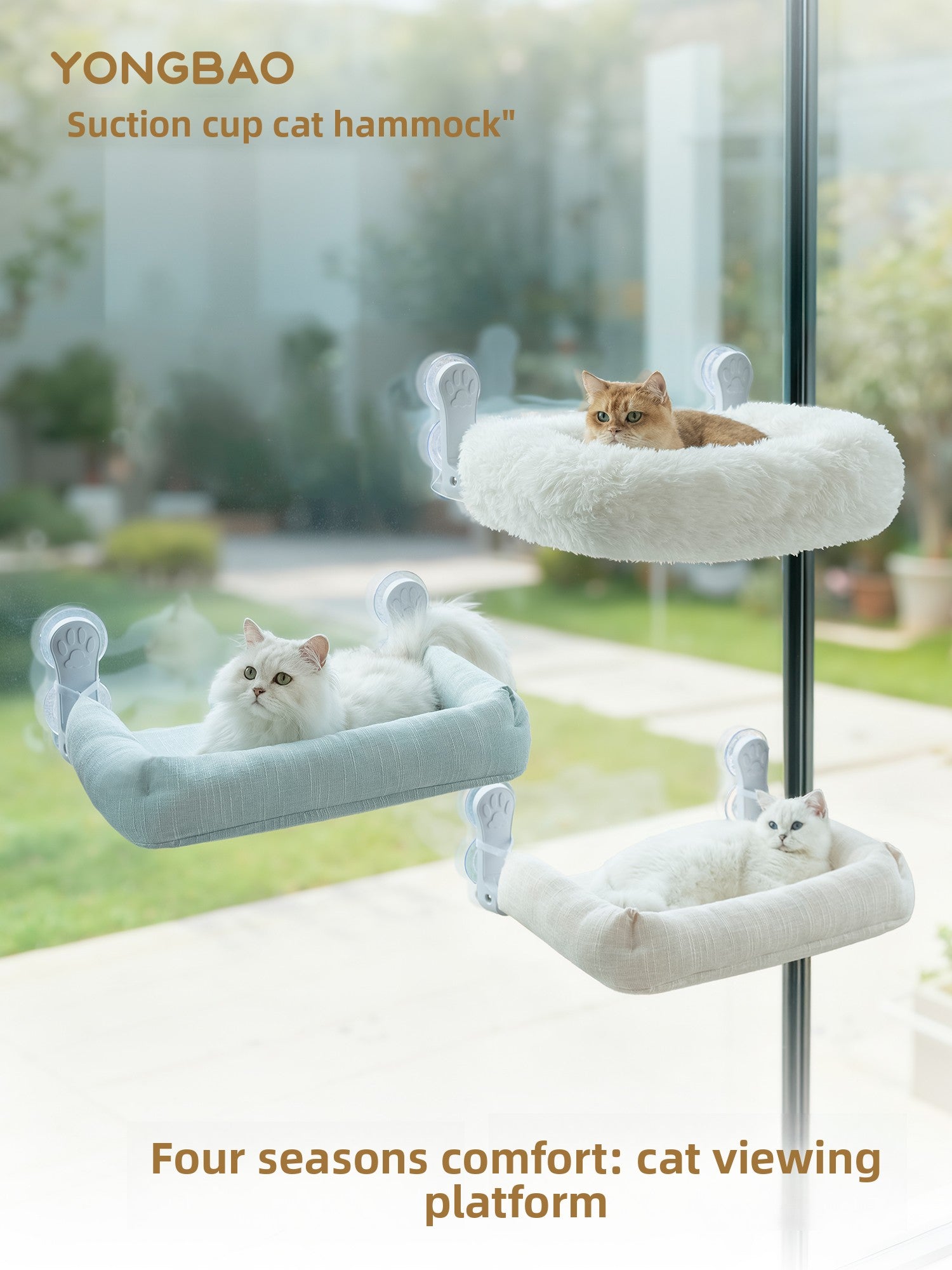 Foldable Cat Window Hammock — Suction Cup Mount, Washable, 15kg Capacity, Sizes M & L
