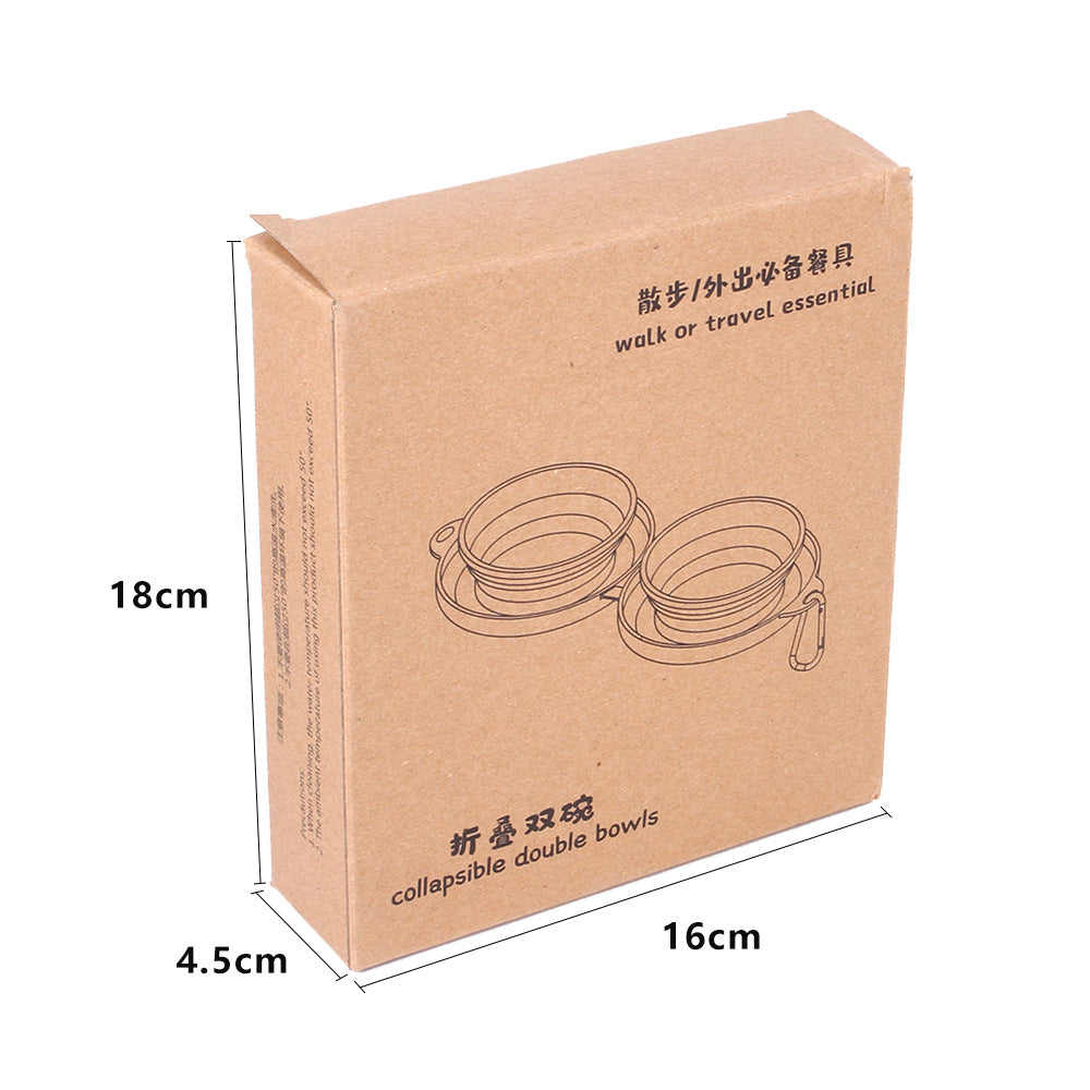 Portable Folding Silicone Double Pet Bowl – Outdoor Food & Water Tableware