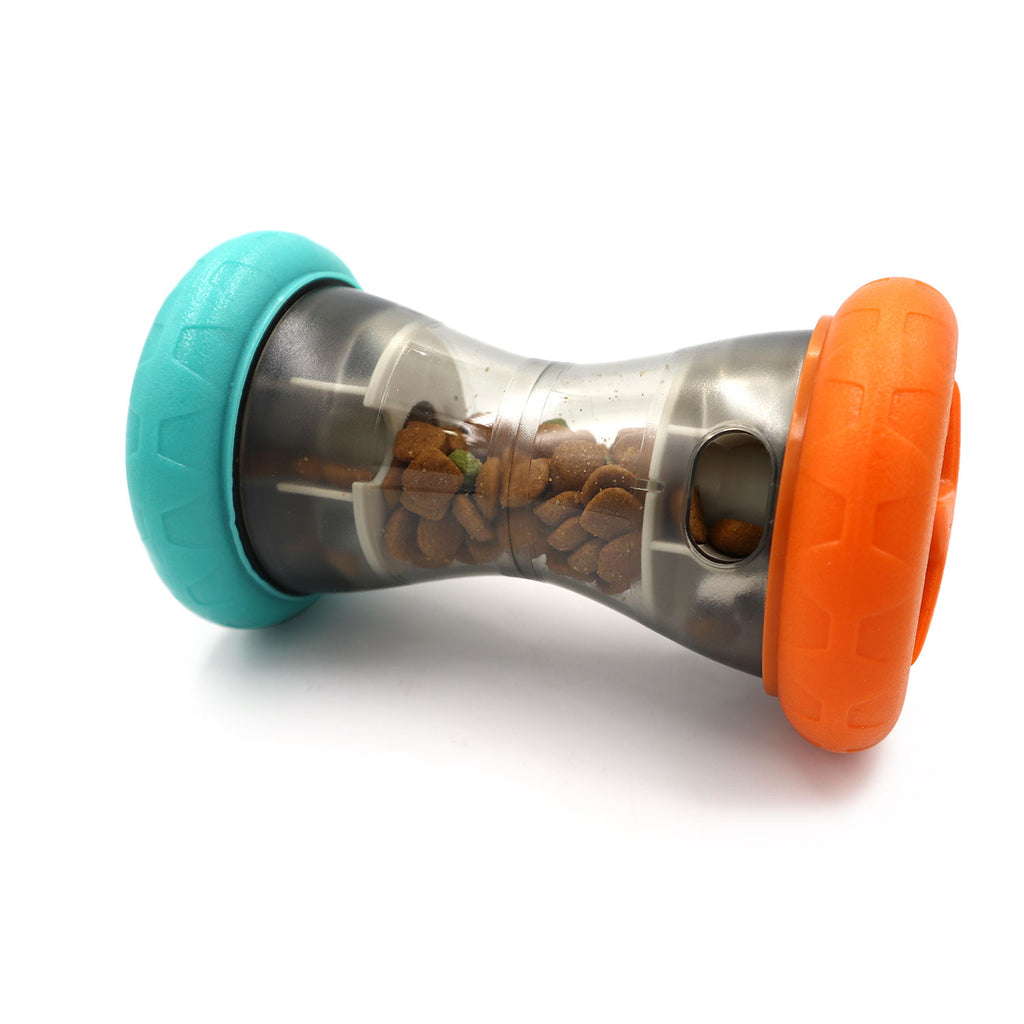 ABS+TPE Dumbbell Treat Leaking Slow Feeder — Labyrinth Puzzle, Mute Wheels, 175g