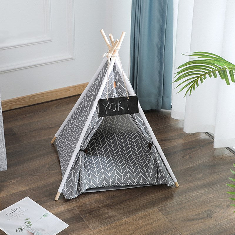 Canvas Pet Tent Kennel – Removable & Washable Dog Tent Bed with Pad